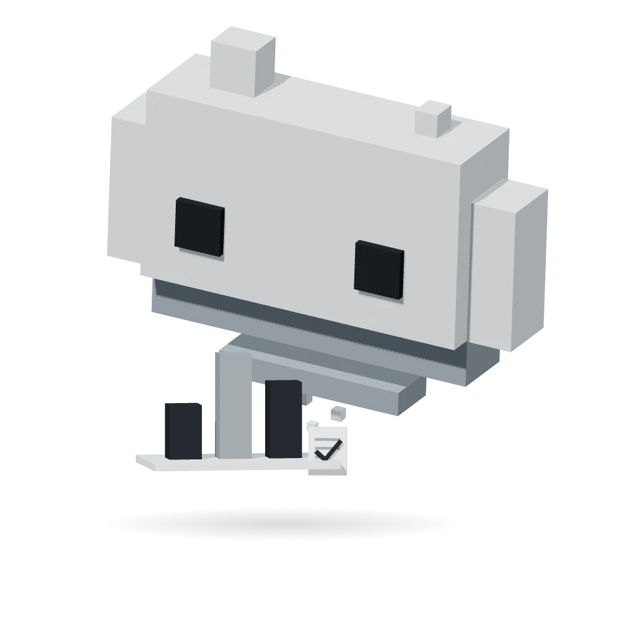 Arviteni’s pixel character looking down at a compact chart and decision marker.